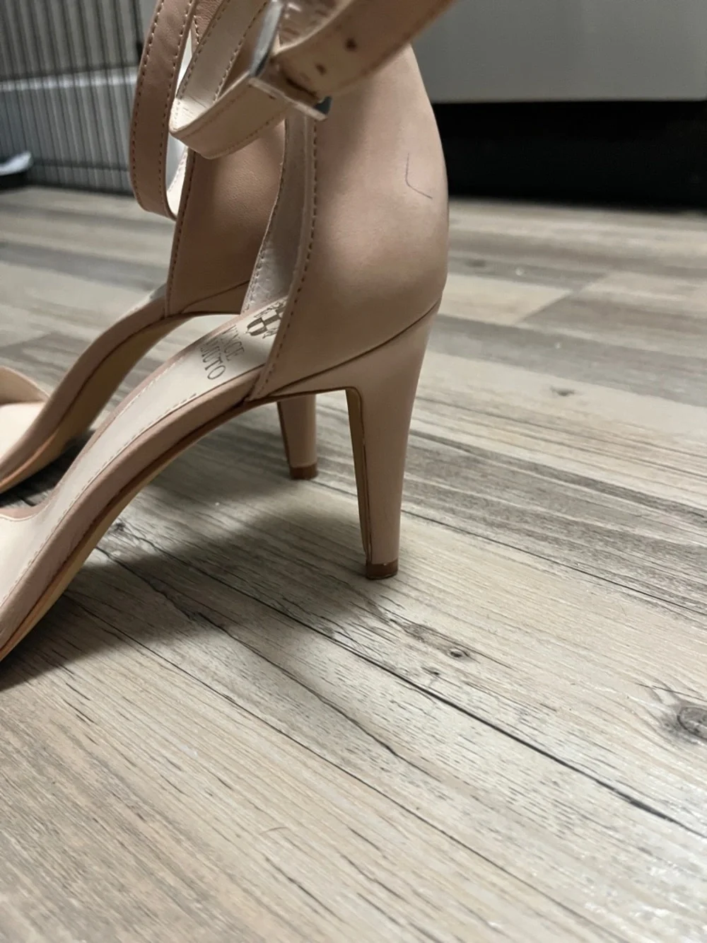 Vince Camuto Blush Nude Ankle Strap Open-Toe Heels - Picture 6 of 8